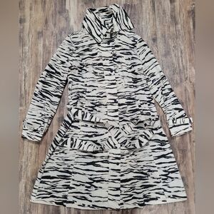 Soft Surroundings Go Lively Zebra Print Belted Trench Raincoat Jacket  Sz M
